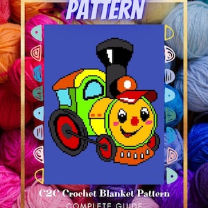 C2C Crochet Blanket Pattern, Train, PDF Digital Download