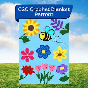 C2C Crochet Blanket Pattern, Spring, PDF Digital Download