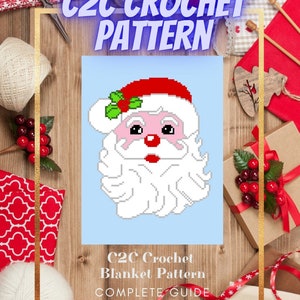 C2C Crochet Blanket Pattern, Santa, PDF Digital Download
