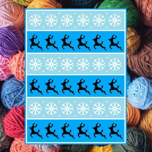 Snowflakes and Reindeer C2C Crochet Blanket Pattern, PDF Digital Download