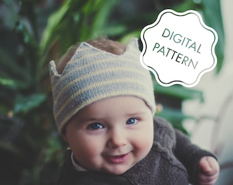 Little Prince(ss) Crown Knitting Pattern, headband, beanie, makebelieve, birthday gift, kidswear, handmade, knitwear, digital pattern,