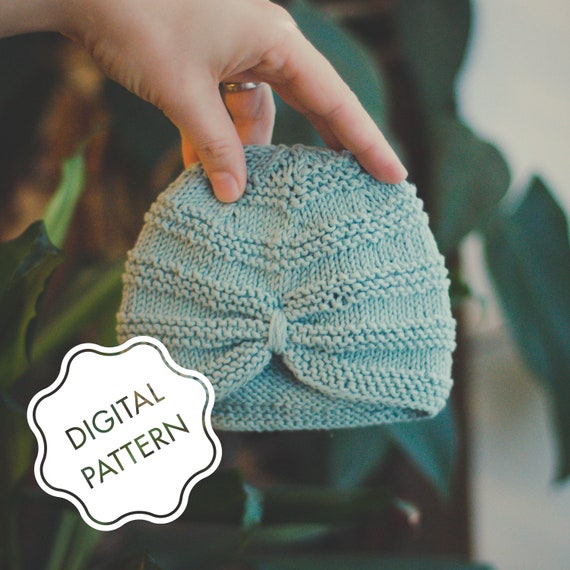 Baby Turban Knitting Pattern Baby Hat Newborn Hat Cotton Etsy Ireland