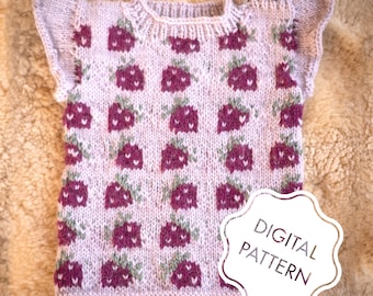 Strawberry Sweater Knitting Pattern – Baby & Toddler Sleeveless Pullover (PDF Pattern)