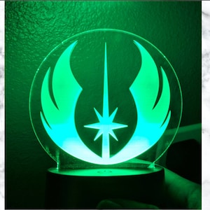 Jedi Acrylic lamp, edge lit light, Acrylic night light, Acrylic desk lamp, acrylic lightsaber stand