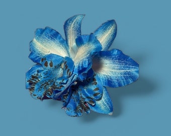 Quirky Cute:  Blue Cymbidium Orchid Hair Clip