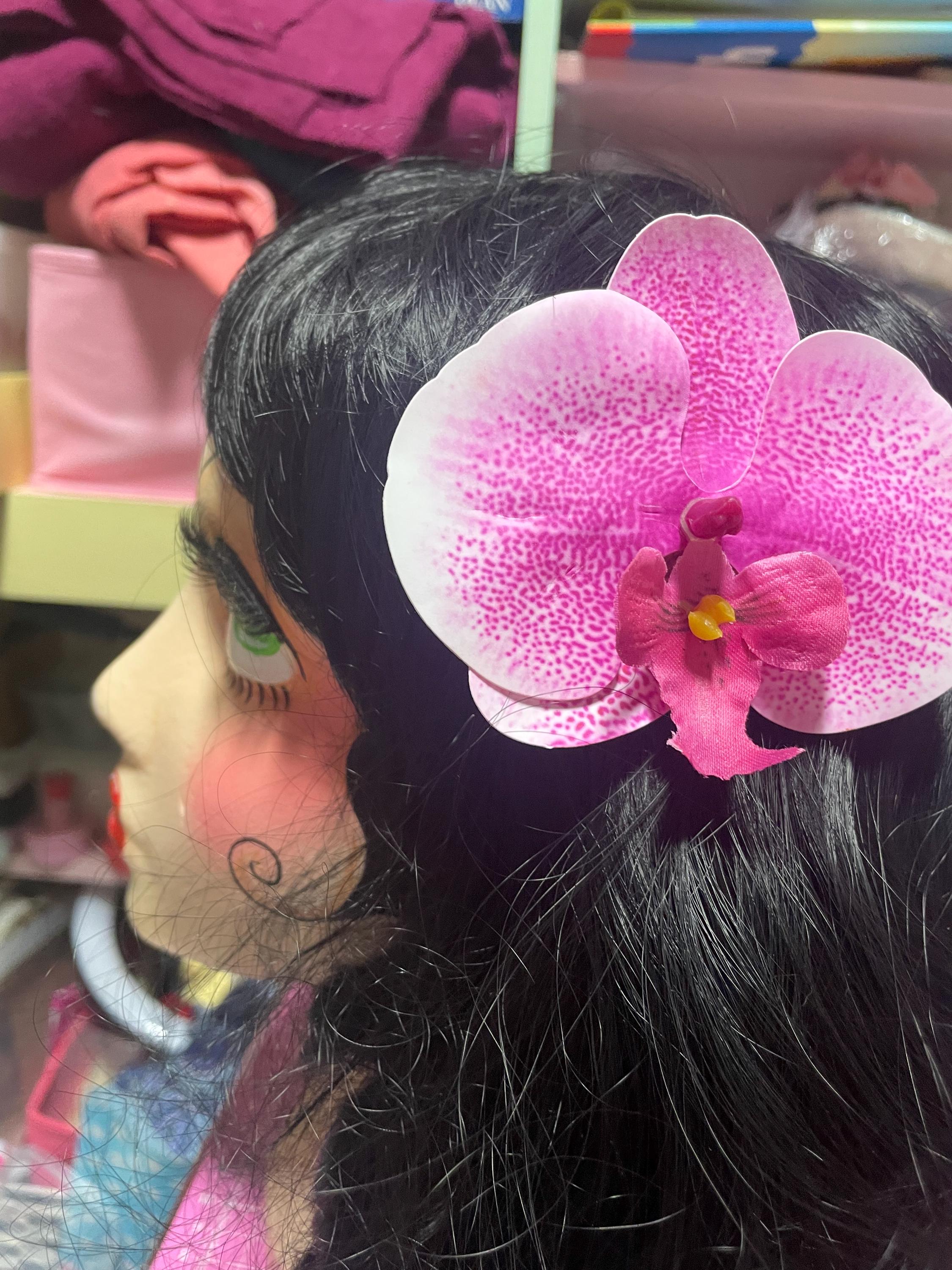 Handmade Pink Orchid Lotus Hair Flower Clip Tiki Pinup Rockabilly Burlesque Orchid Rockabilly Vintage Tiki Hawaii Hair Flower Clip - Etsy main image 2