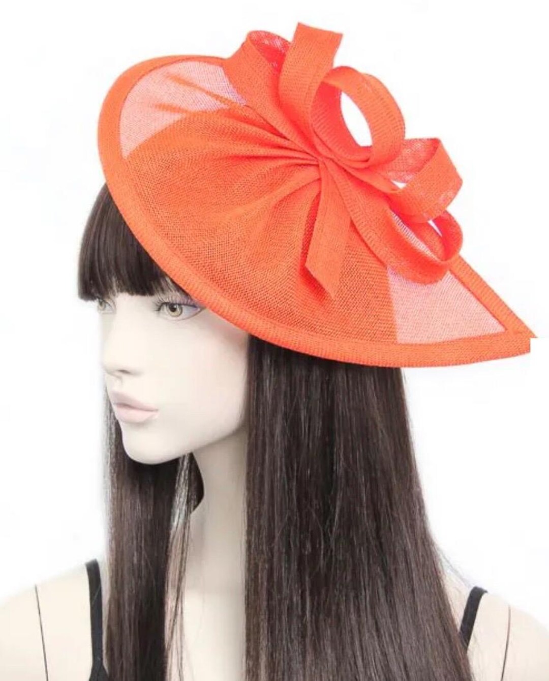 Sinamay Orange Hat, Orange Wedding Hat, Orange Headband, Formal Event ...