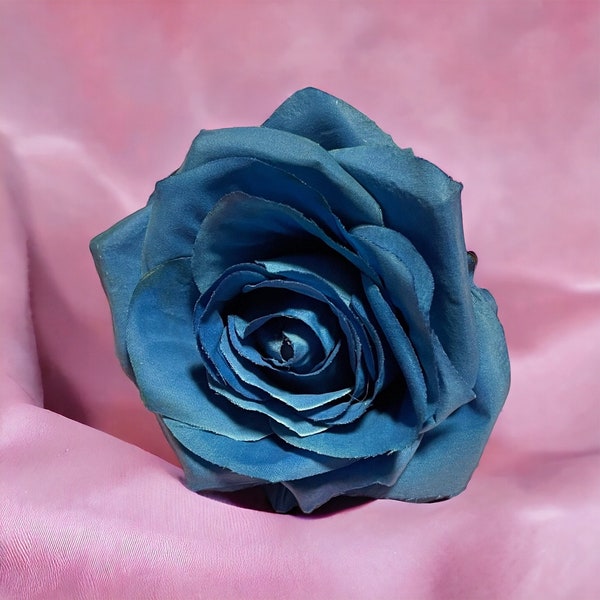 Quirky Cute:  Teal Blue Rose Hair Clip,