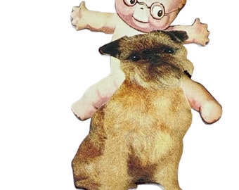 Wooden Kewpie Brooch: Laser Cut Pin - Dog & Weight Designs
