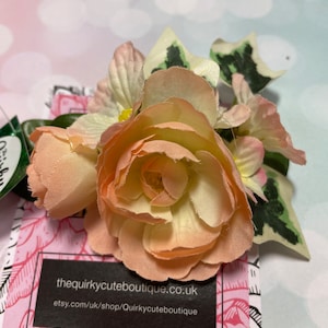 Dusky Pink Rose and Ivy hair comb