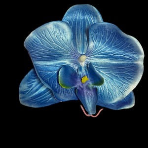 Broche de orquídea azul brillante, broche de flor tropical, broche de boda de verano, flor para el cabello rockabilly, estilo pin-up