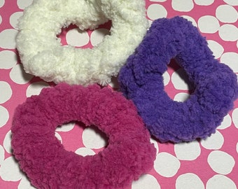 Small  Hand Crochet Knitted scrunchies, Woolly scrunchies, winter scrunchies, warm scrunchies, warm hair tie,