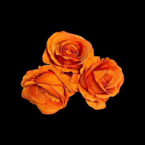 Quirky Cute: Orange Rose Hair Flower, Hair Flower Clip, Orange Hair flowers, Flowers for weddings, Rockabilly Roses, Orange Roses,