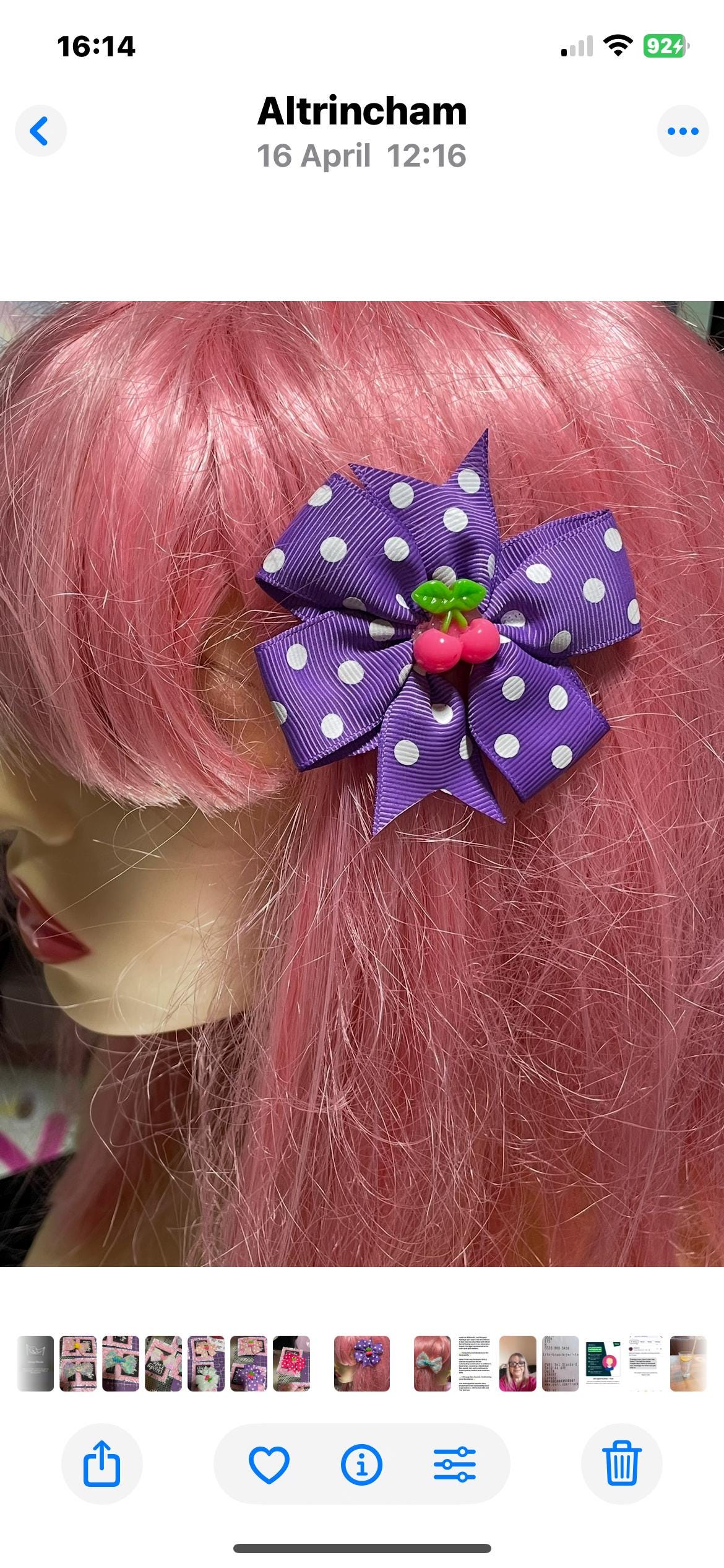 Cherry Bow Clip, Hair Bow, Spotty bow, Dotty bow, sweet lolita bow, bow hair accessory,  kawaii bow clip, girl hair bow