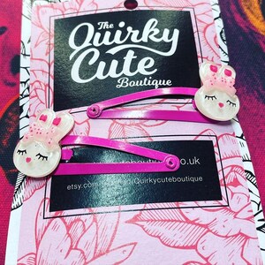 Toddler Fringe Clips- bunny hair clips-  rabbit hair clips- Kawaii snap clips-Sweet Lolita clips