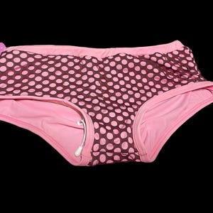 Quirky Cute: lichtroze herenzwembroek, lichtroze en bordeauxrode netzwemshort, herenbadkleding maat L