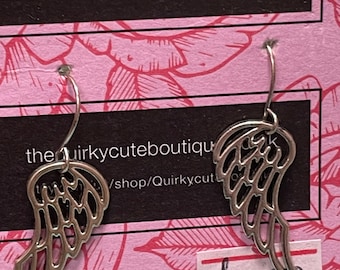 Handmade Silver Angel Wing Earrings, Spiritual Boho Jewelry