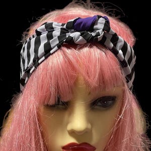 Humbug head scarf, black and white emo headband, cotton headband
