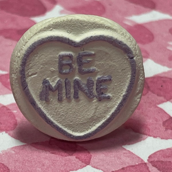 Bague coeur doux en pâte polymère, bague Be Mine, cadeau de Saint-Valentin pour elle, bague bonbon d'amour, bague sucrée, bague nourriture et boisson