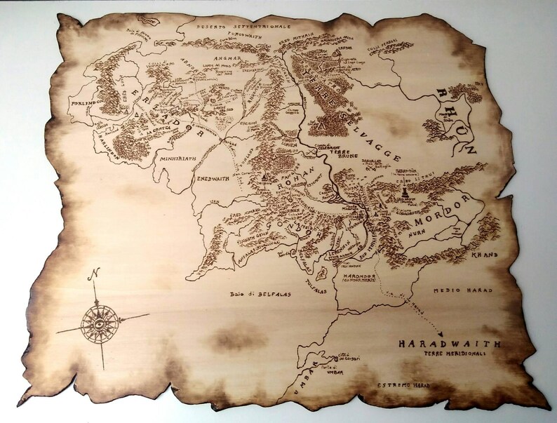 Mappa della terra di mezzo il signore degli anelli Etsy