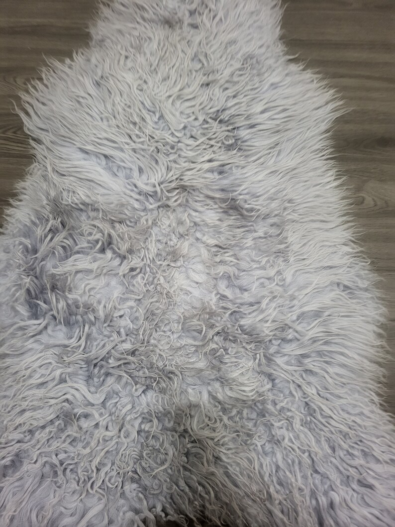 Grijs IJslands schapenvacht vloerkleed | schapenvacht | Scandinavisch schapenvachtkleed |zachte zijdeachtige lange wol #C754 afbeelding 7