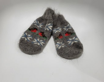 Womens mittens, warm fleece mitts,wool hand knit, Scandinavian pattern, mittens gift