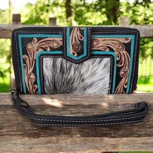 Genuine leather wallet-Handcrafted Leather Cowhide Wallet - wallets for women
