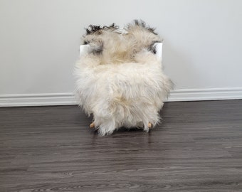 Panda Genuine Icelandic rug | Scandinavian  sheepskin rug |Sheepskin throw | soft silky long wool #C137