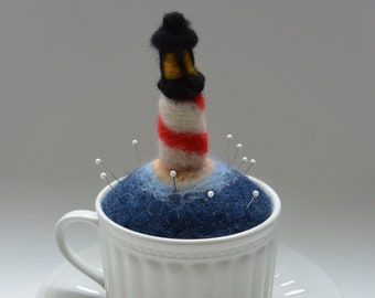 Lighthouse Tea Cup Pincushion
