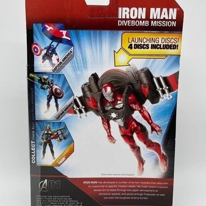 Marvel Iron Man Avengers Divebomb Mission avec figurine d'action de disques de lancement image 3
