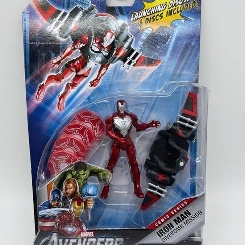 Marvel Iron Man Avengers Divebomb Mission avec figurine d'action de disques de lancement image 1