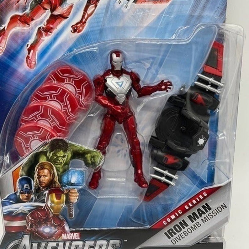 Marvel Iron Man Avengers Divebomb Mission avec figurine d'action de disques de lancement image 2
