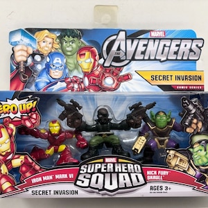 Marvel Avengers Superhero Squad Figure Set of 3, Skrull Nick Fury Iron Man 2010 image 1
