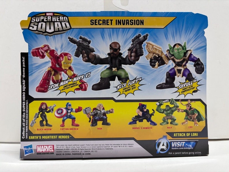 Marvel Avengers Superhero Squad Figure Set of 3, Skrull Nick Fury Iron Man 2010 image 3