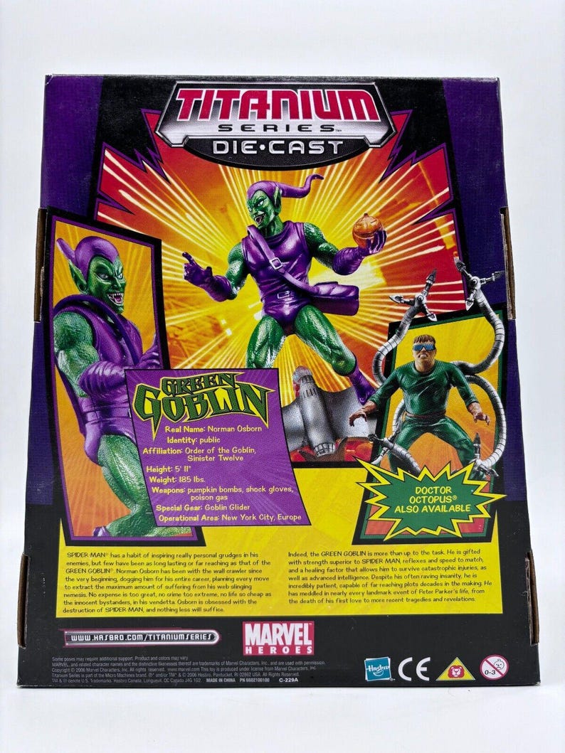 Marvel Heroes Spiderman Titanium Series Green Goblin Ultra Die Cast Figure, 2006 zdjęcie 5