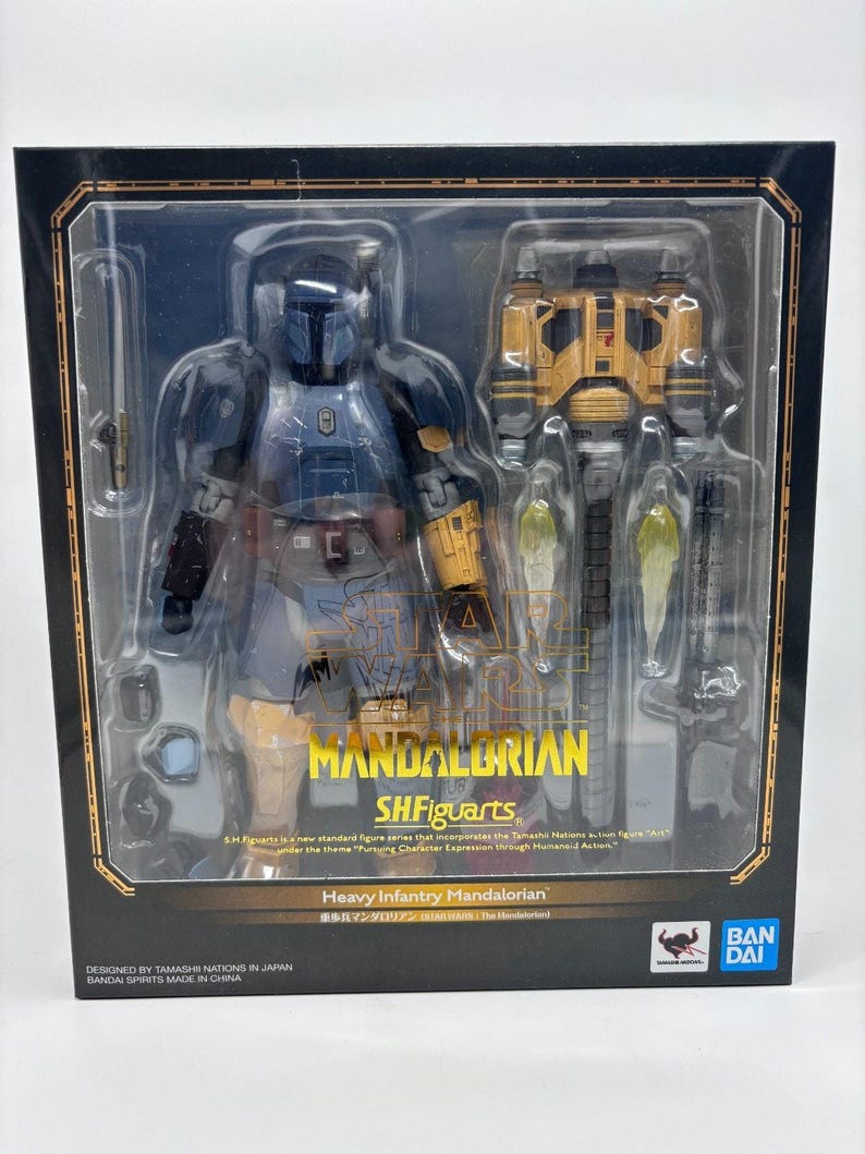 Star Wars Bandai SH Figuarts Heavy Infantry Mandalorian Figure, 1/12 US Seller image 1