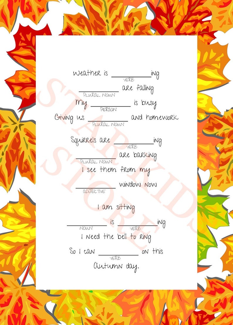Autumn Mad Lib Interactive Distance Learning Collection - Etsy
