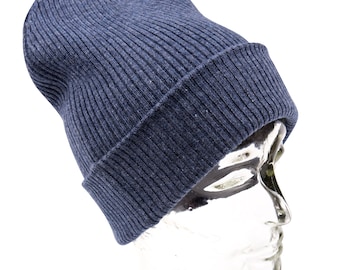 Cappello in cashmere nobile | a coste con busta | tessuto a mano in Nepal | unisex | Berretti | Uomini | Donne | Regalo | lusso