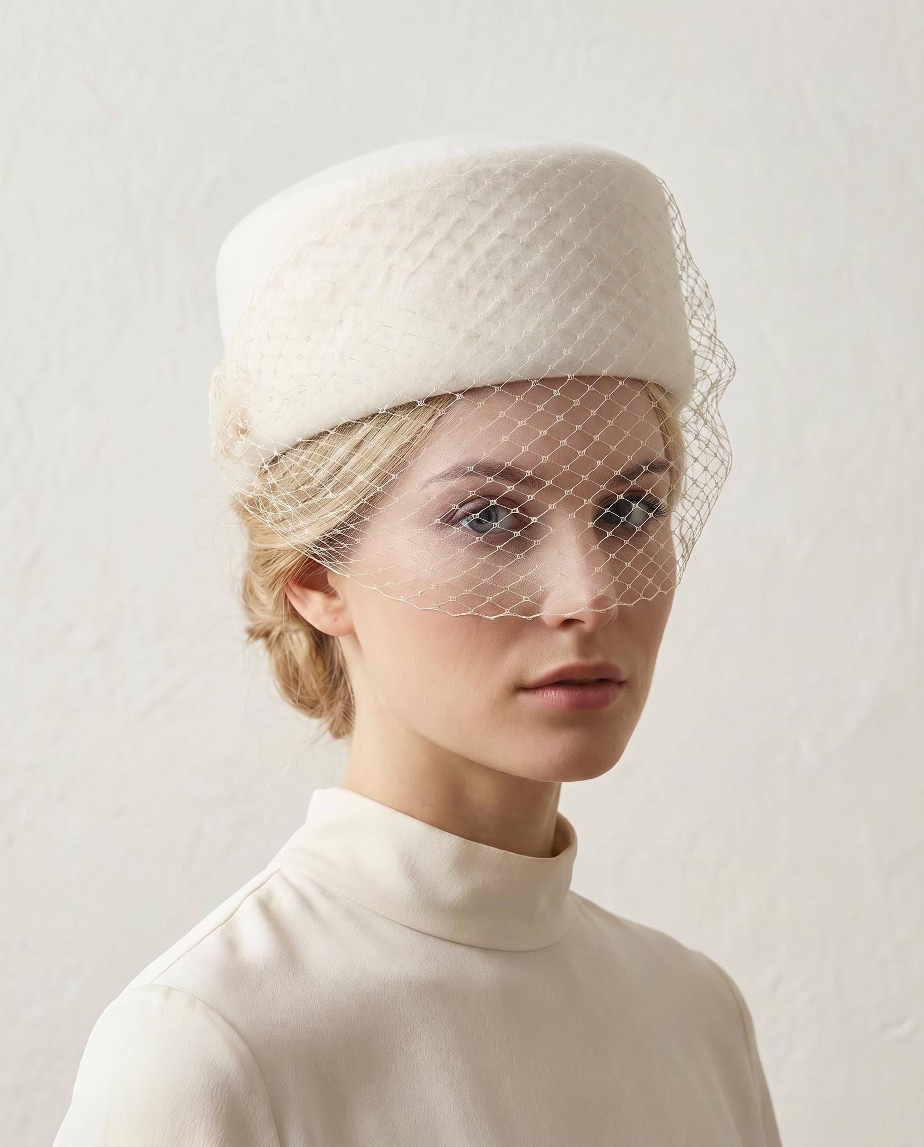 Pillbox Hat White With Veil - Etsy