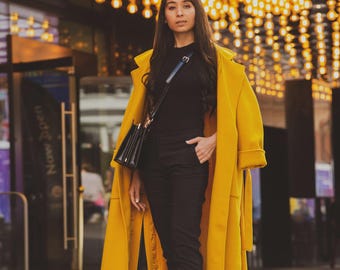 Oversized Mustard Wool Coat