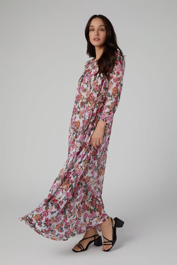 chiffon floral shift dress boohoo Women's Floral Chiffon Ruffle Shift Dress in Black