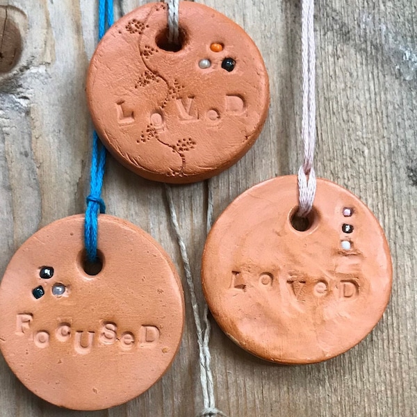 Custom Clay Essential Oil Diffuser | Aromatherapy Jewelry | Name Necklace | Work Space/Study Space/Closet/Car Diffuser | Handmade Gift