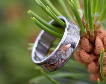 Michigan Petoskey Ring with Keweenaw Copper