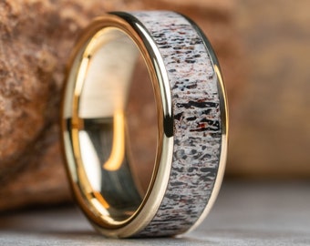 Golden Colorado Elk Antler Ring