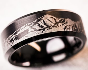 Colorado 14er Black Tungsten Band