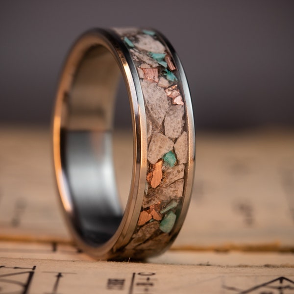 Michigan Petoskey Ring - With Keweenaw Copper and Turquoise