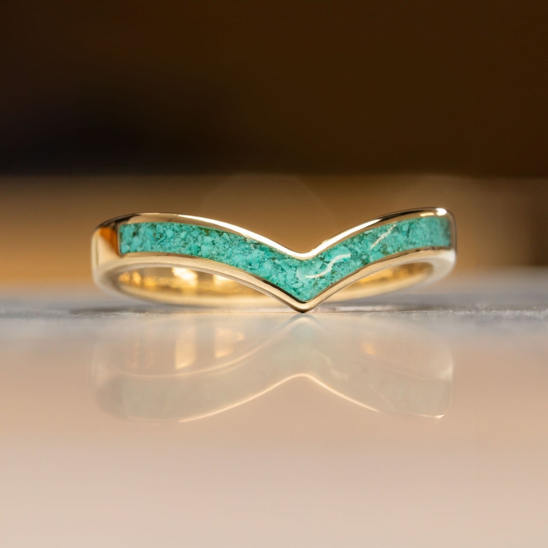 Golden Turquoise Golden Turquoise Chevron Ring - Etsy