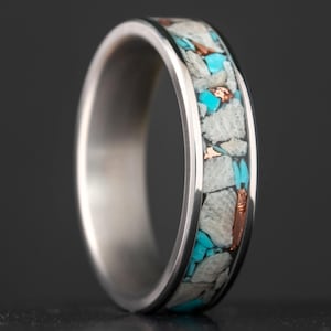 Michigan Petoskey Ring - With Keweenaw Copper and Turquoise