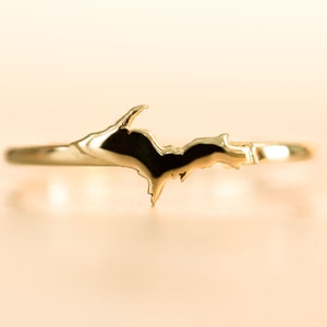 Puede incluir: Un anillo de oro con forma de la península superior de Michigan.