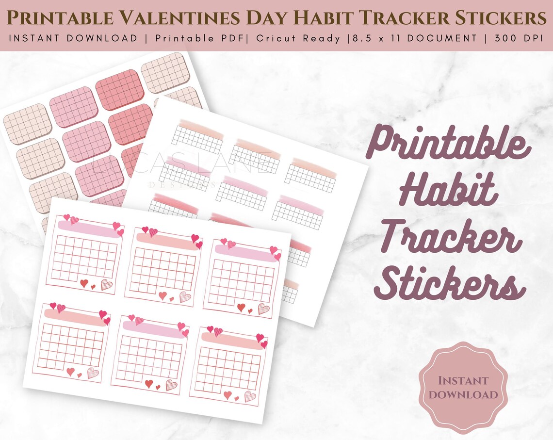 Habit Tracker Sticker Printable Habit Tracker Stickers Valentines Day ...